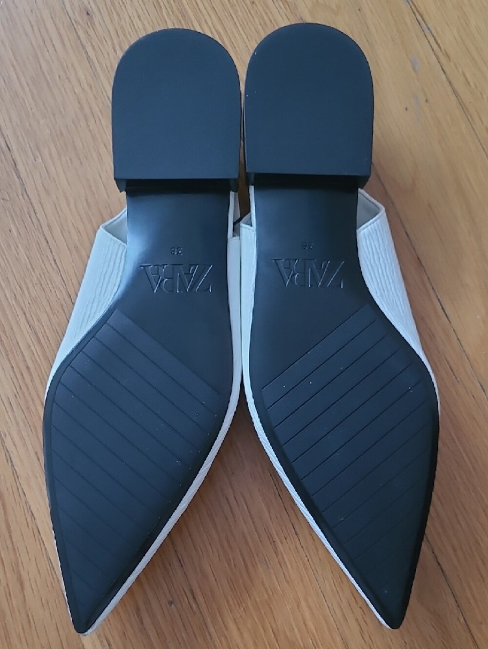 Zara White Pointed Slingback Flats - Picture 4 of 6